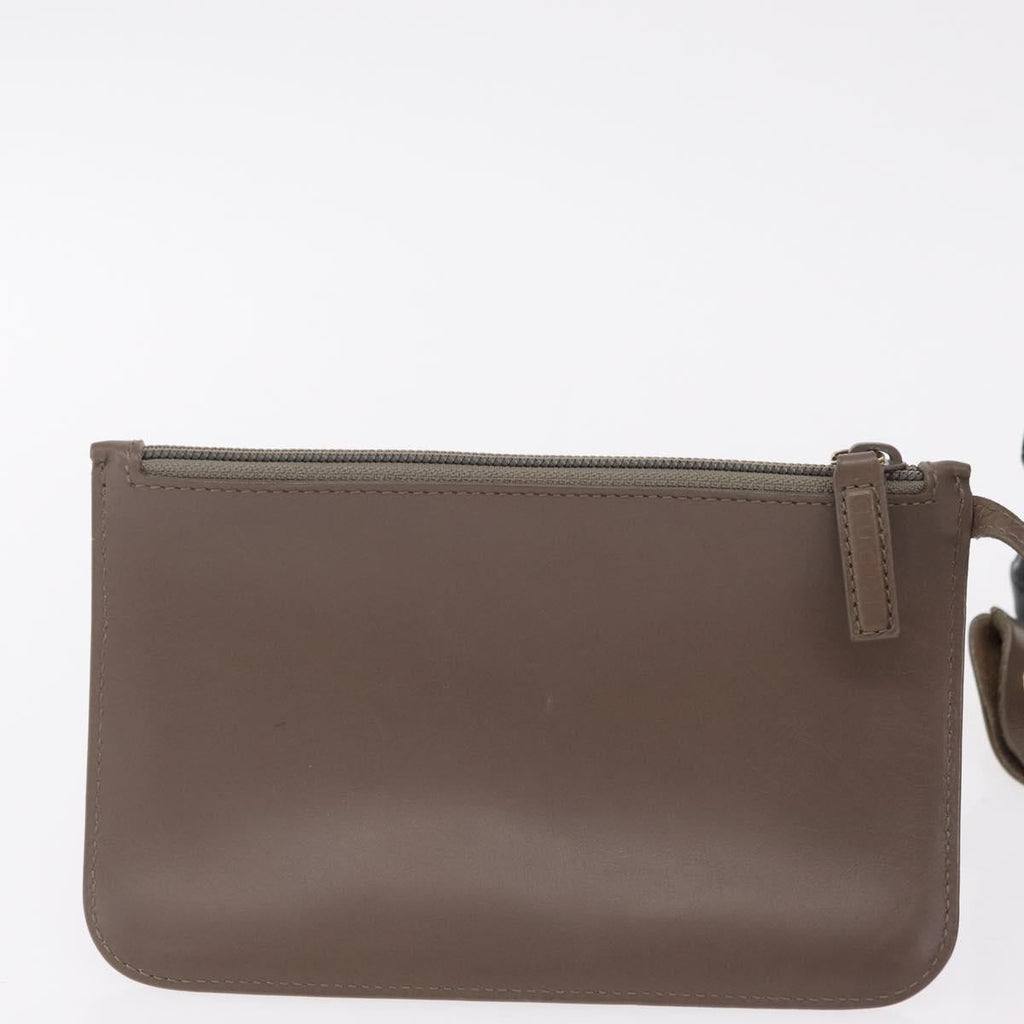 GUCCI Bamboo Hand Bag Leather Gray Gold Tone 001 2058 Auth 206638