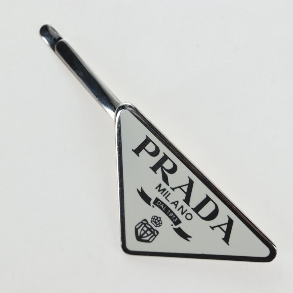 PRADA Hairpins 2 Sets Hair Clip Metal Silver Blue Auth 206677M