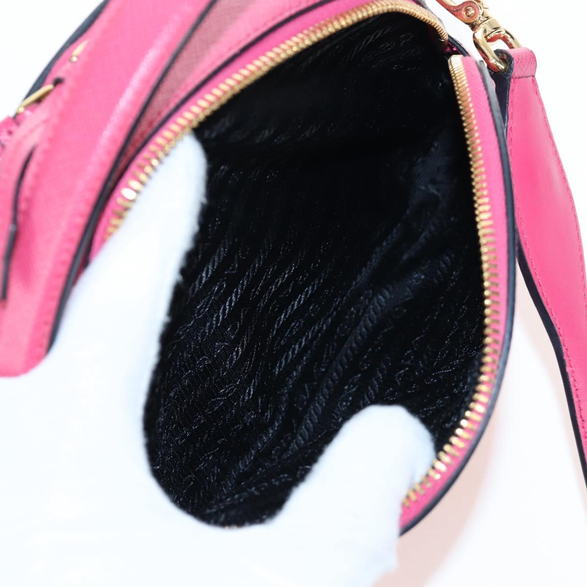 PRADA Hand Bag Safiano Leather 2way Pink Gold Auth 206787V