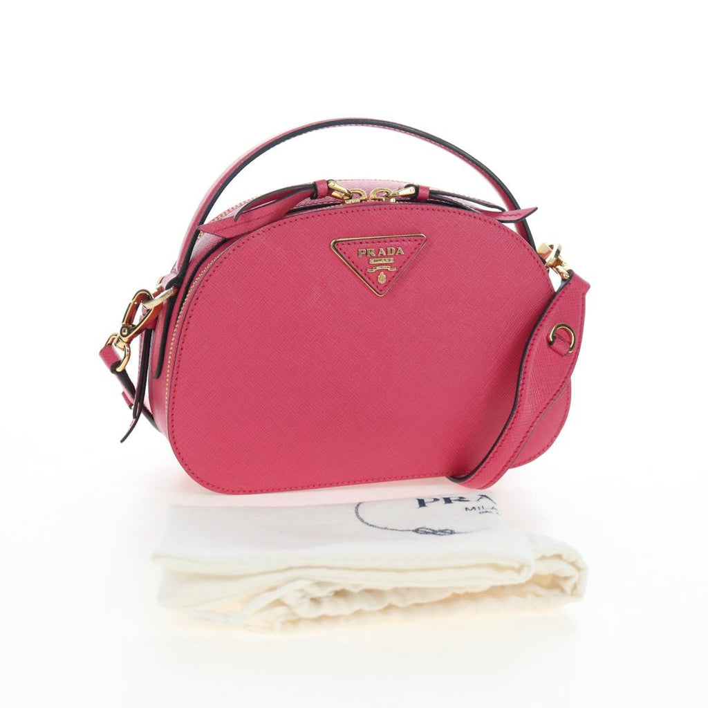 PRADA Hand Bag Safiano Leather 2way Pink Gold Auth 206787V
