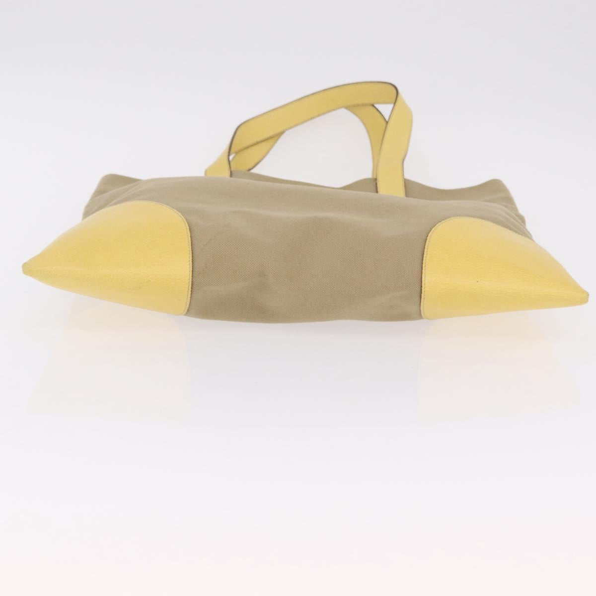 PRADA Hand Bag Canvas Beige Silver Auth 206790A