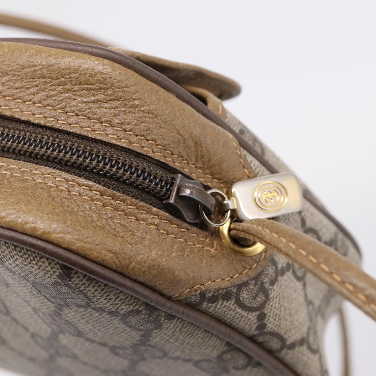 GUCCI GG Supreme Shoulder Bag PVC Beige Gold 56 02 600 Auth 207053