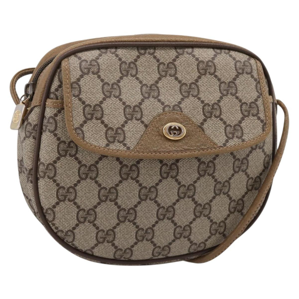 GUCCI GG Supreme Shoulder Bag PVC Beige Gold 56 02 600 Auth 207053