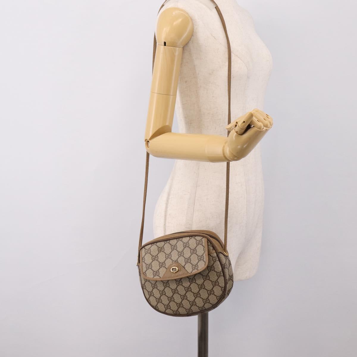 GUCCI GG Supreme Shoulder Bag PVC Beige Gold 56 02 600 Auth 207053