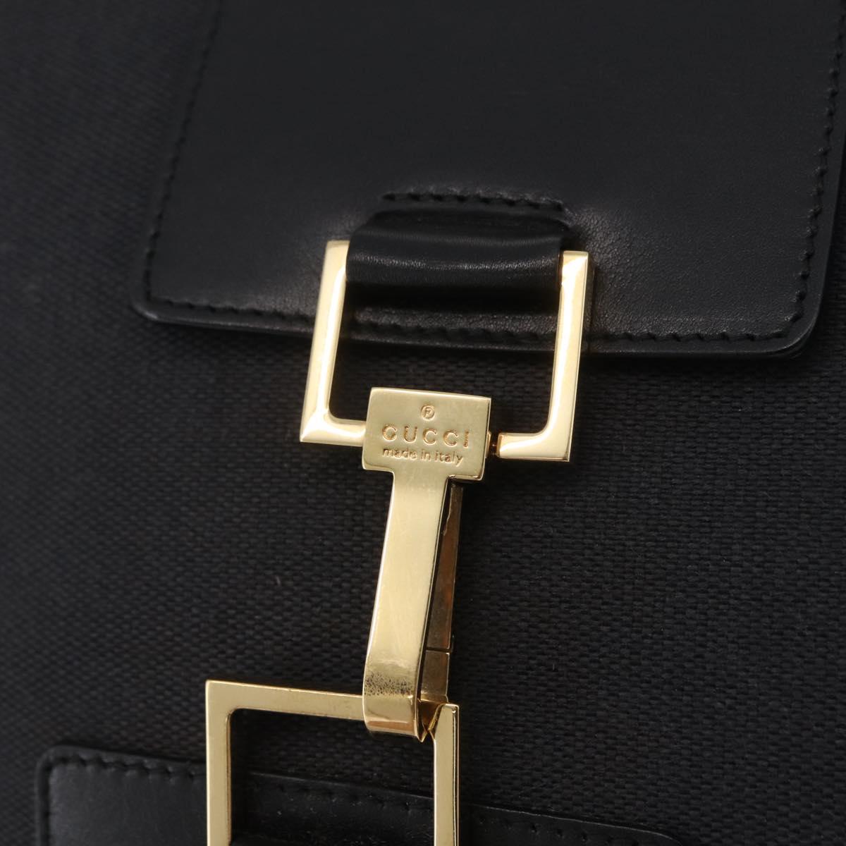 GUCCI Jackie Shoulder Bag Canvas Black Gold 001 4129 Auth 207102A