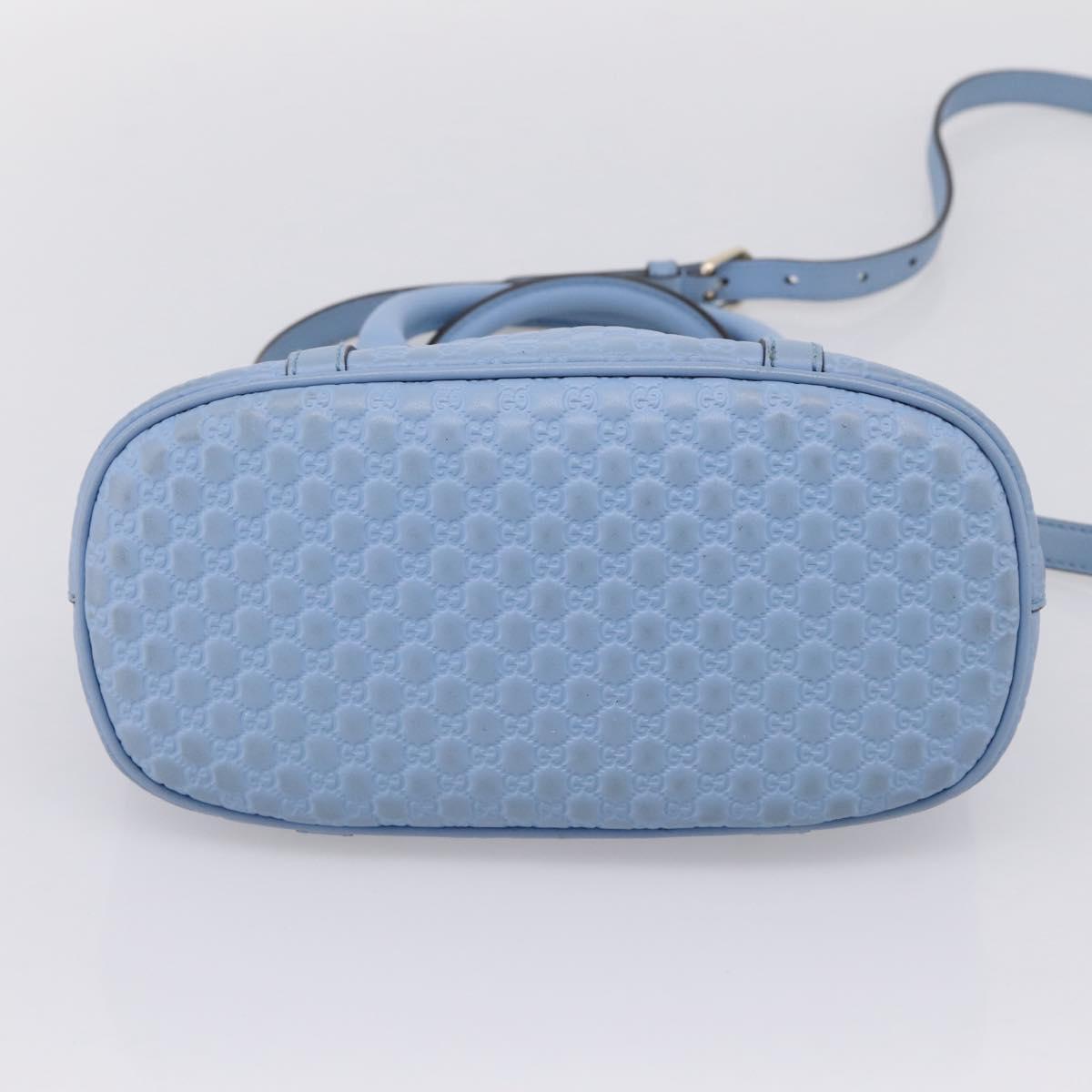 GUCCI Micro GG Canvas Guccissima Leather Outlet 2way Blue 449654 Auth 207167A