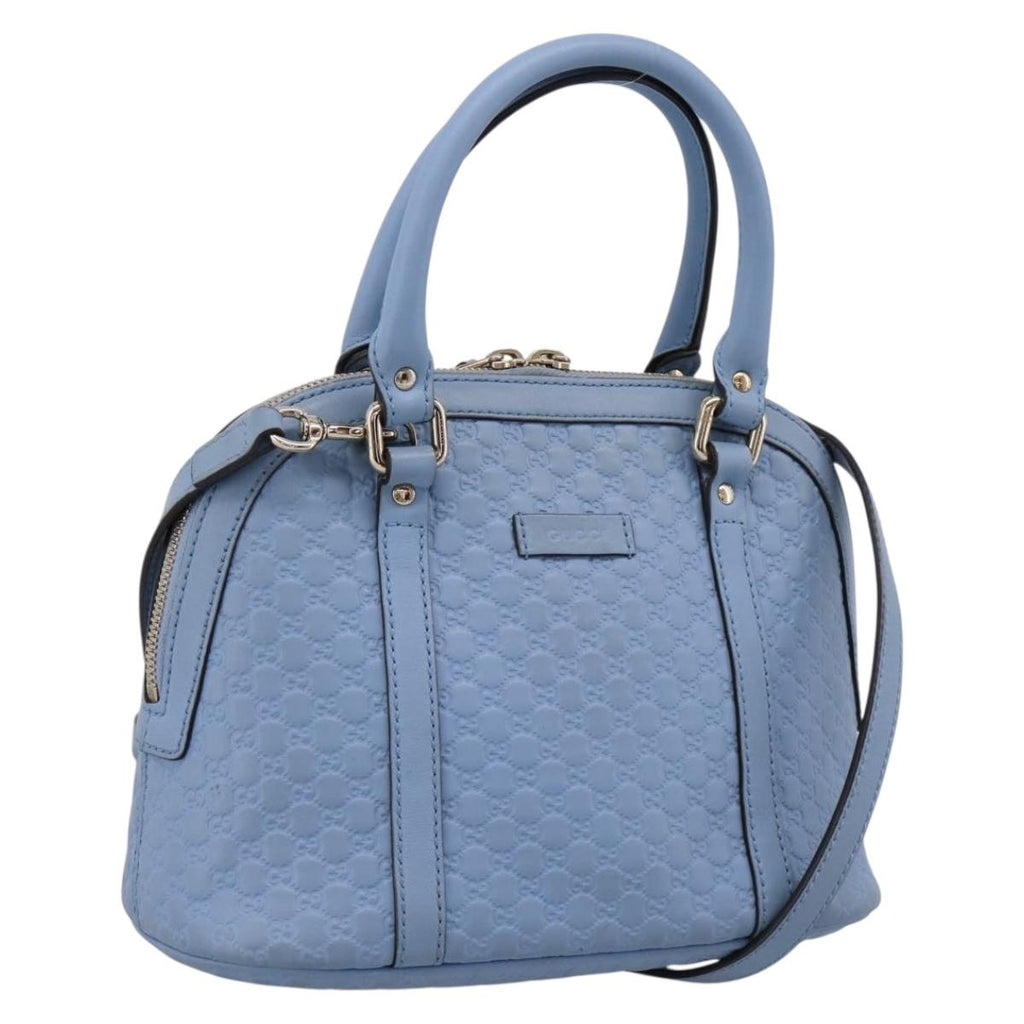GUCCI Micro GG Canvas Guccissima Leather Outlet 2way Blue 449654 Auth 207167A