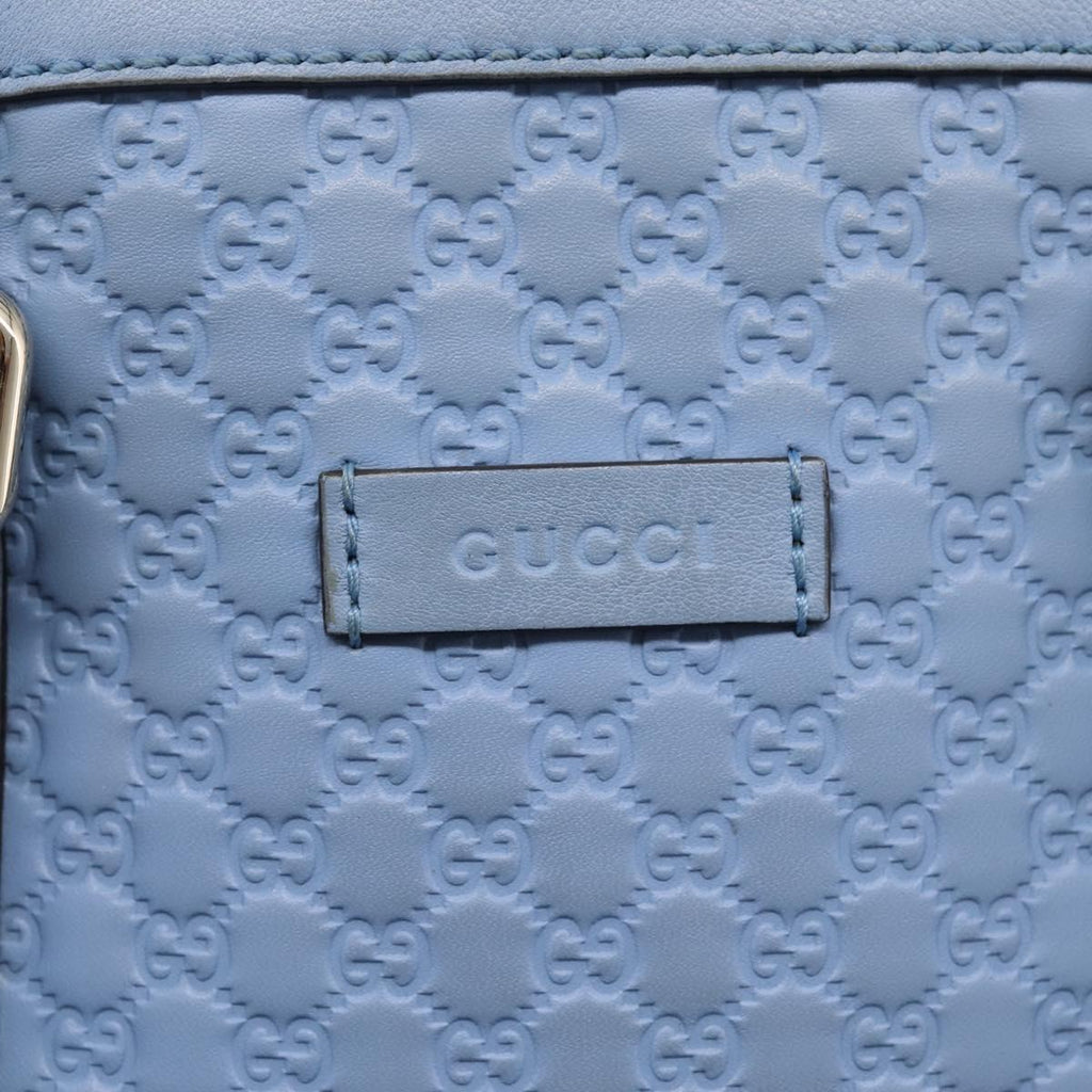 GUCCI Micro GG Canvas Guccissima Leather Outlet 2way Blue 449654 Auth 207167A