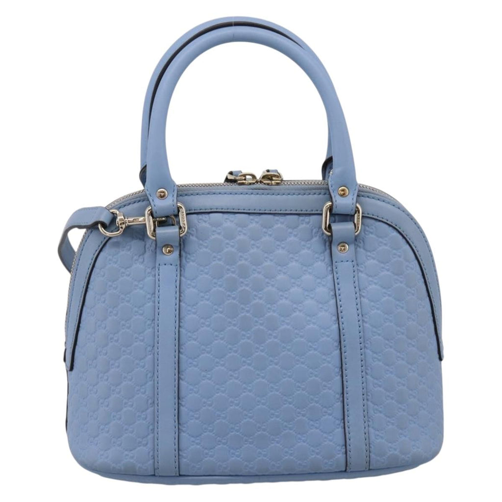 GUCCI Micro GG Canvas Guccissima Leather Outlet 2way Blue 449654 Auth 207167A