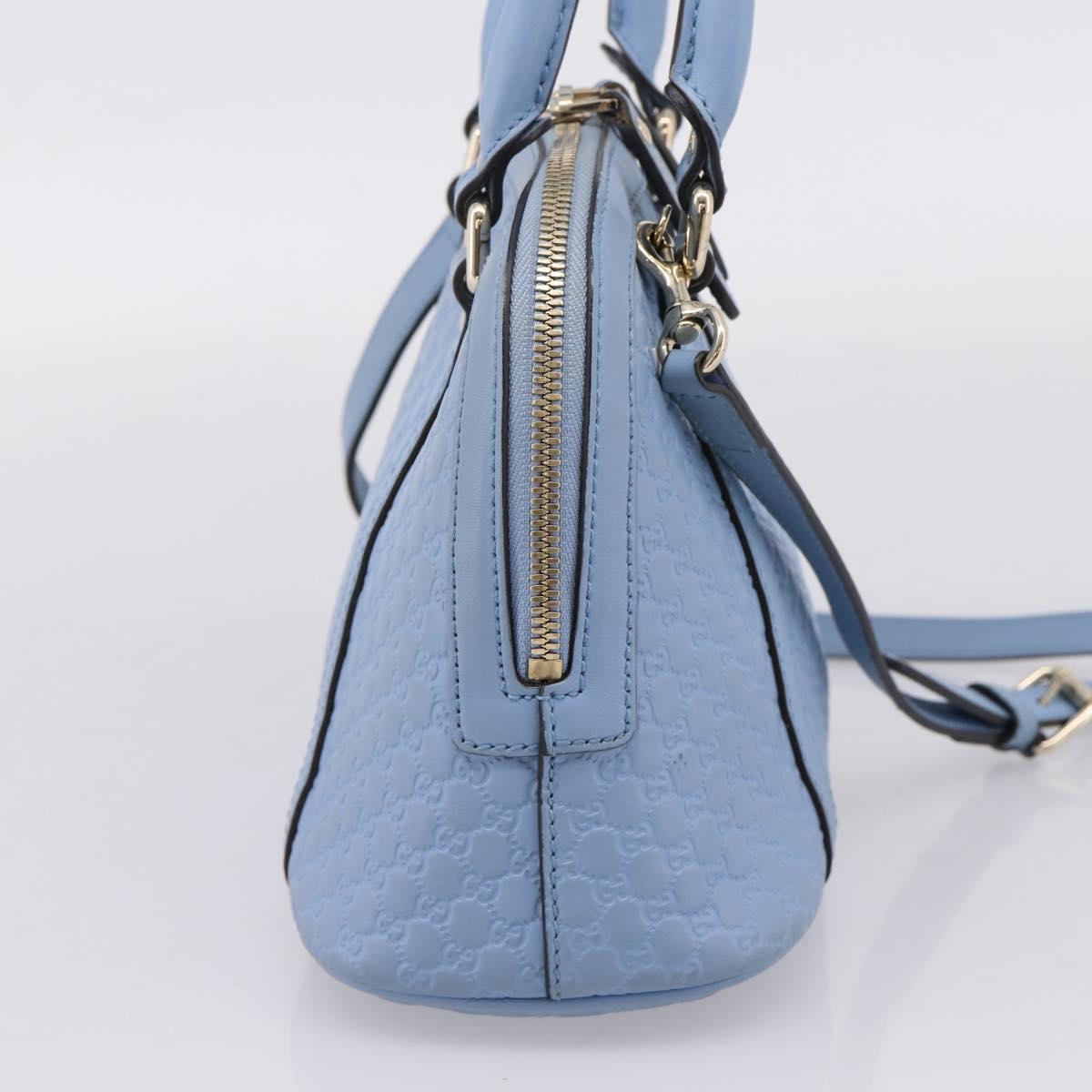 GUCCI Micro GG Canvas Guccissima Leather Outlet 2way Blue 449654 Auth 207167A