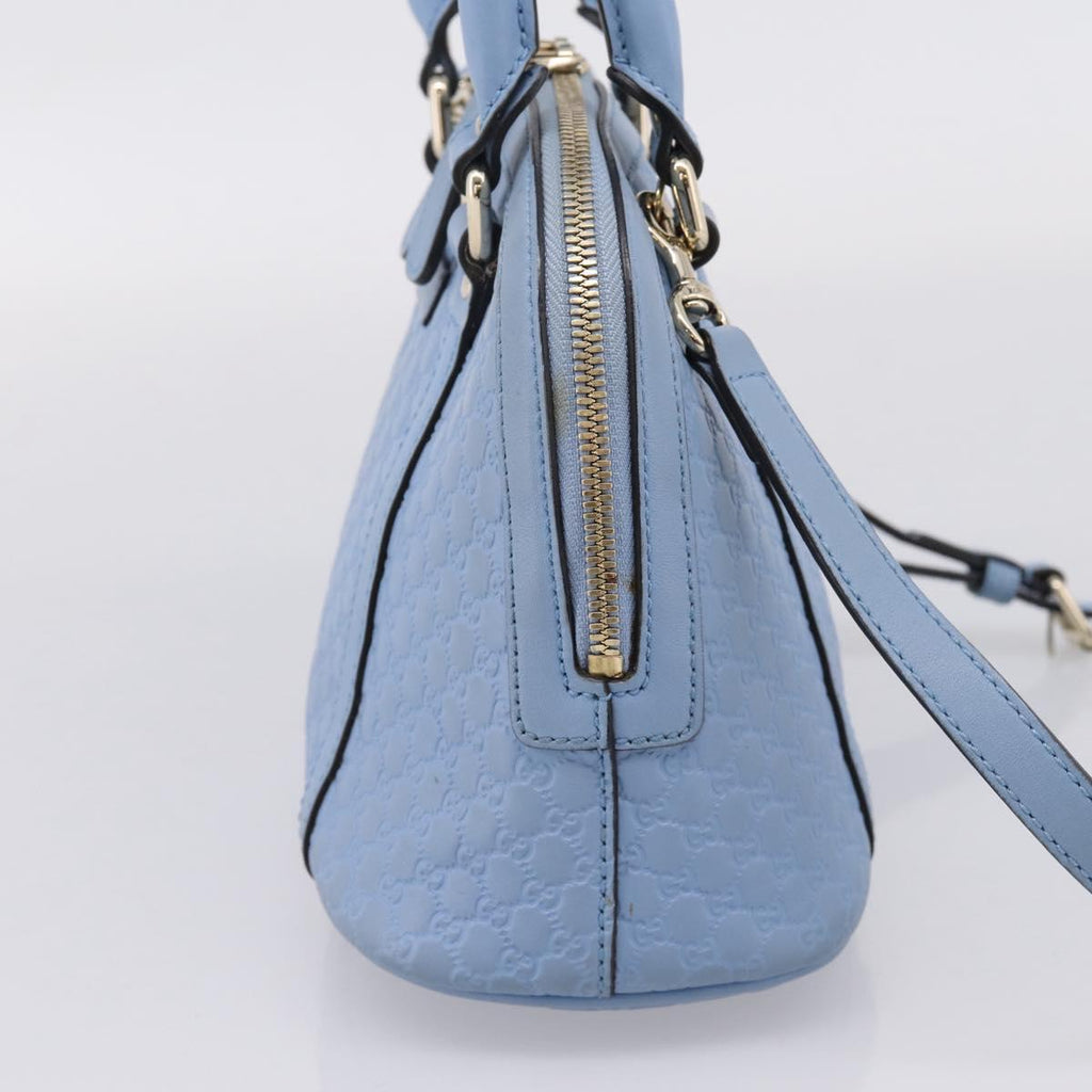 GUCCI Micro GG Canvas Guccissima Leather Outlet 2way Blue 449654 Auth 207167A