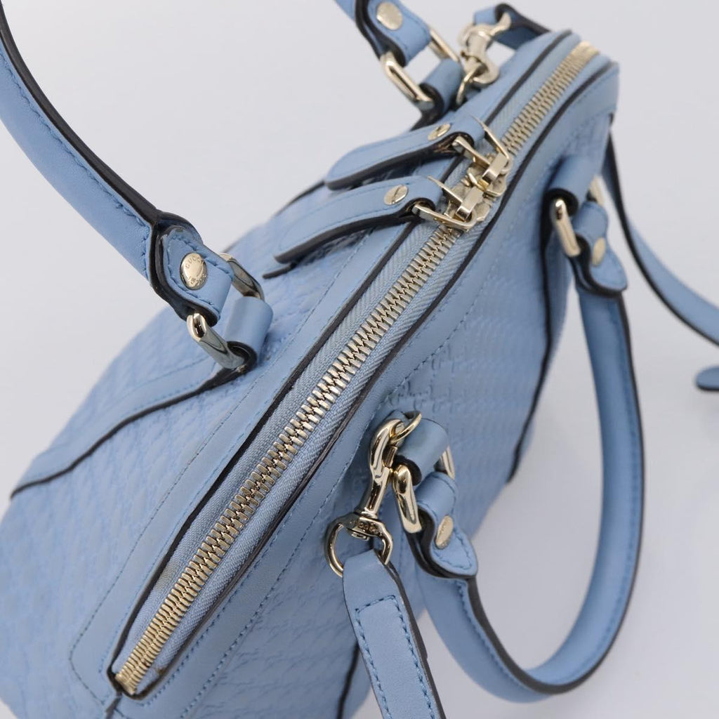 GUCCI Micro GG Canvas Guccissima Leather Outlet 2way Blue 449654 Auth 207167A