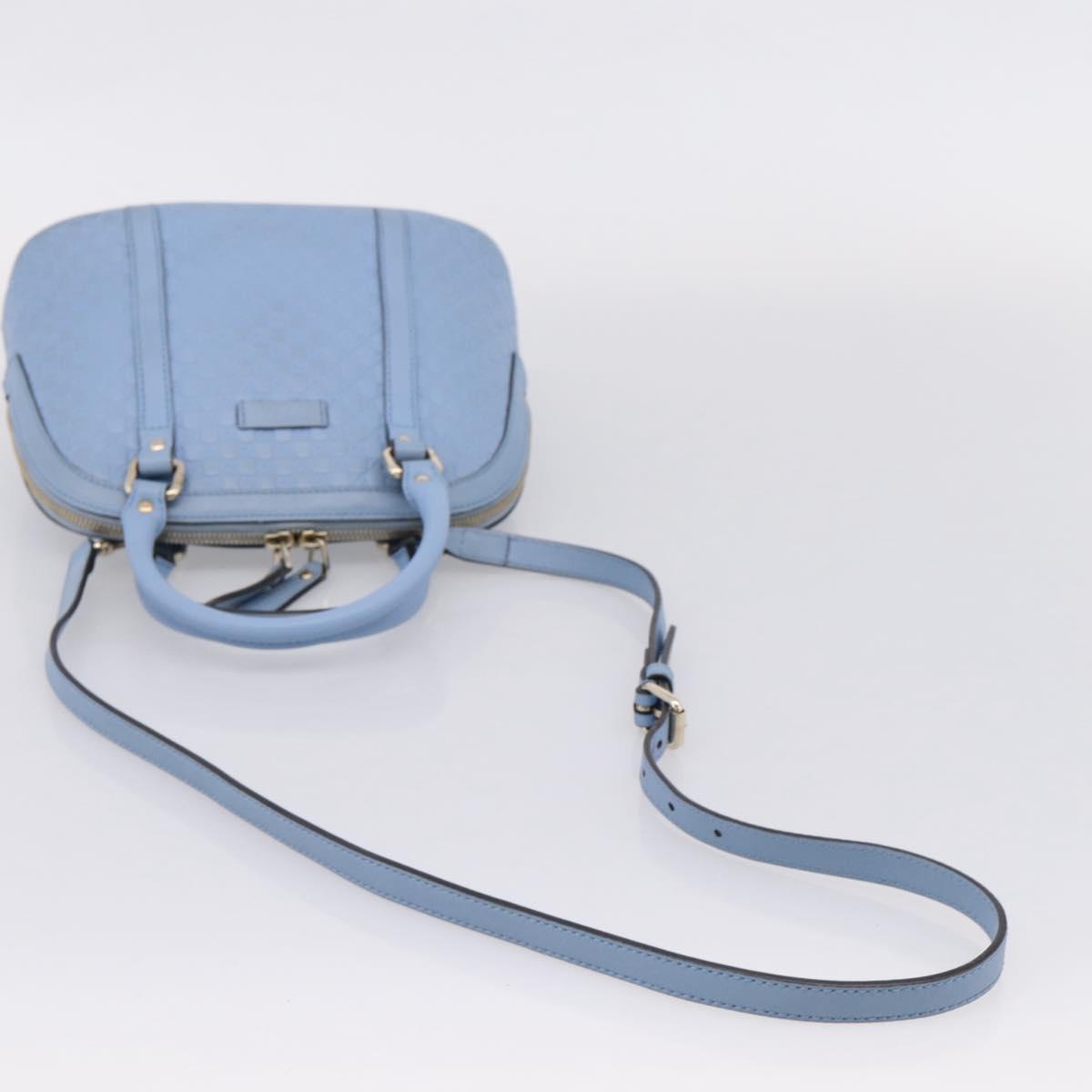 GUCCI Micro GG Canvas Guccissima Leather Outlet 2way Blue 449654 Auth 207167A