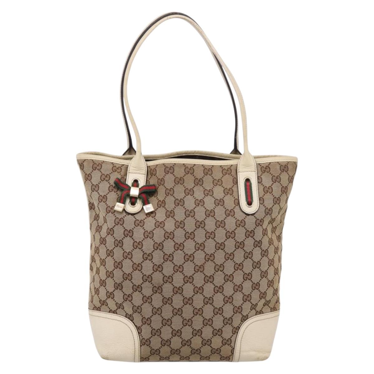 GUCCI GG Canvas Web Sherry Line Hand Bag 2 Set Beige Auth 207453