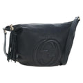 GUCCI Soho Shoulder Bag Leather Black Gold 295175 Auth 207456V