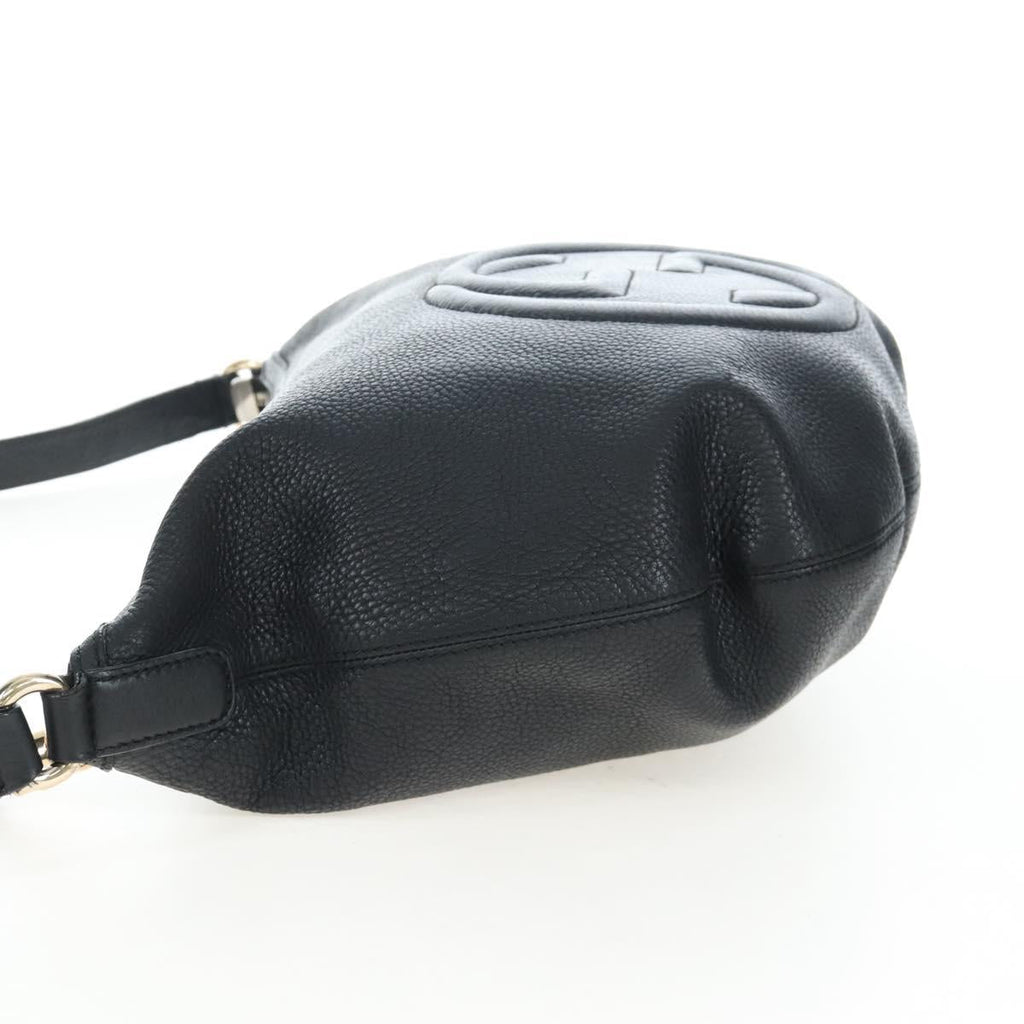 GUCCI Soho Shoulder Bag Leather Black Gold 295175 Auth 207456V