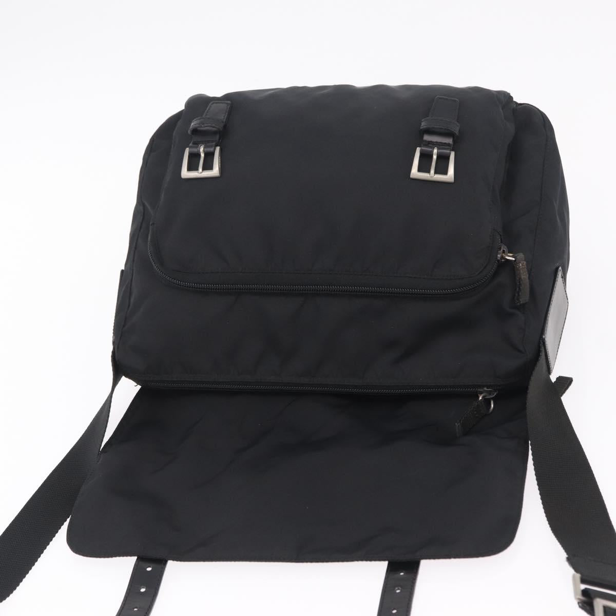 PRADA Shoulder Bag Nylon Black Silver Auth 207460V