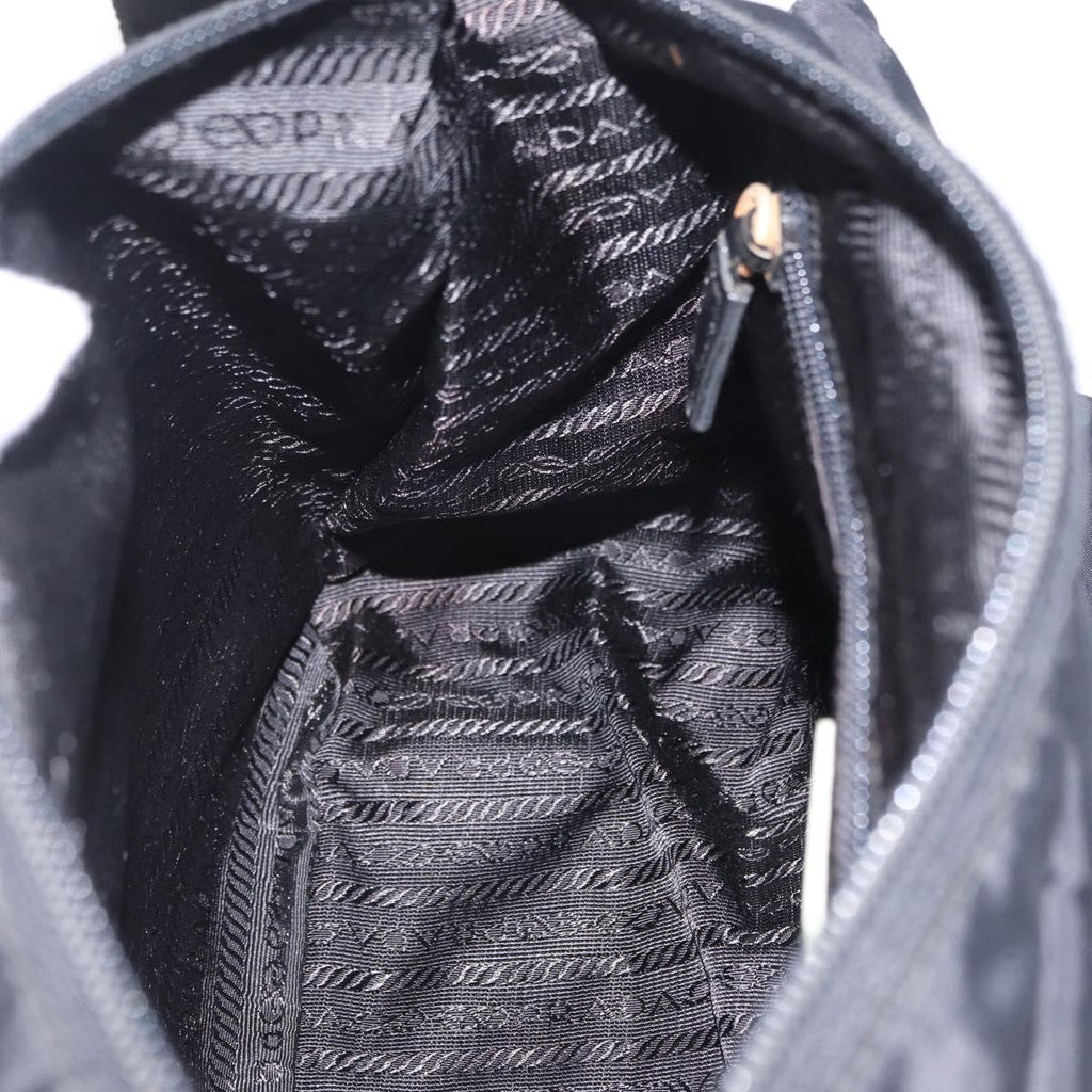 PRADA Shoulder Bag Nylon Black Silver Auth 207460V
