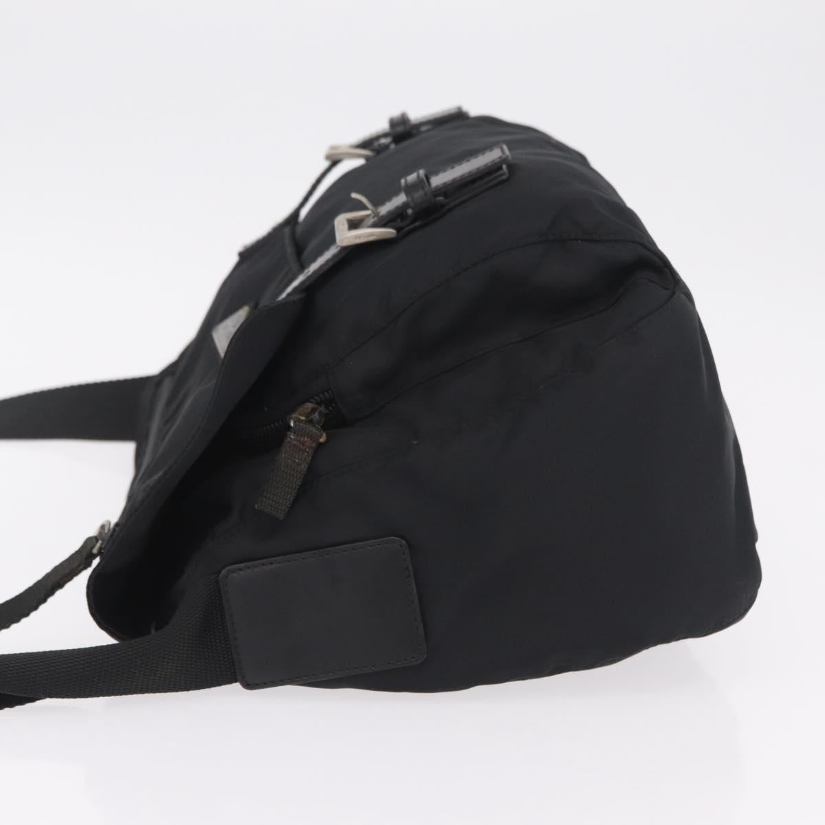PRADA Shoulder Bag Nylon Black Silver Auth 207460V