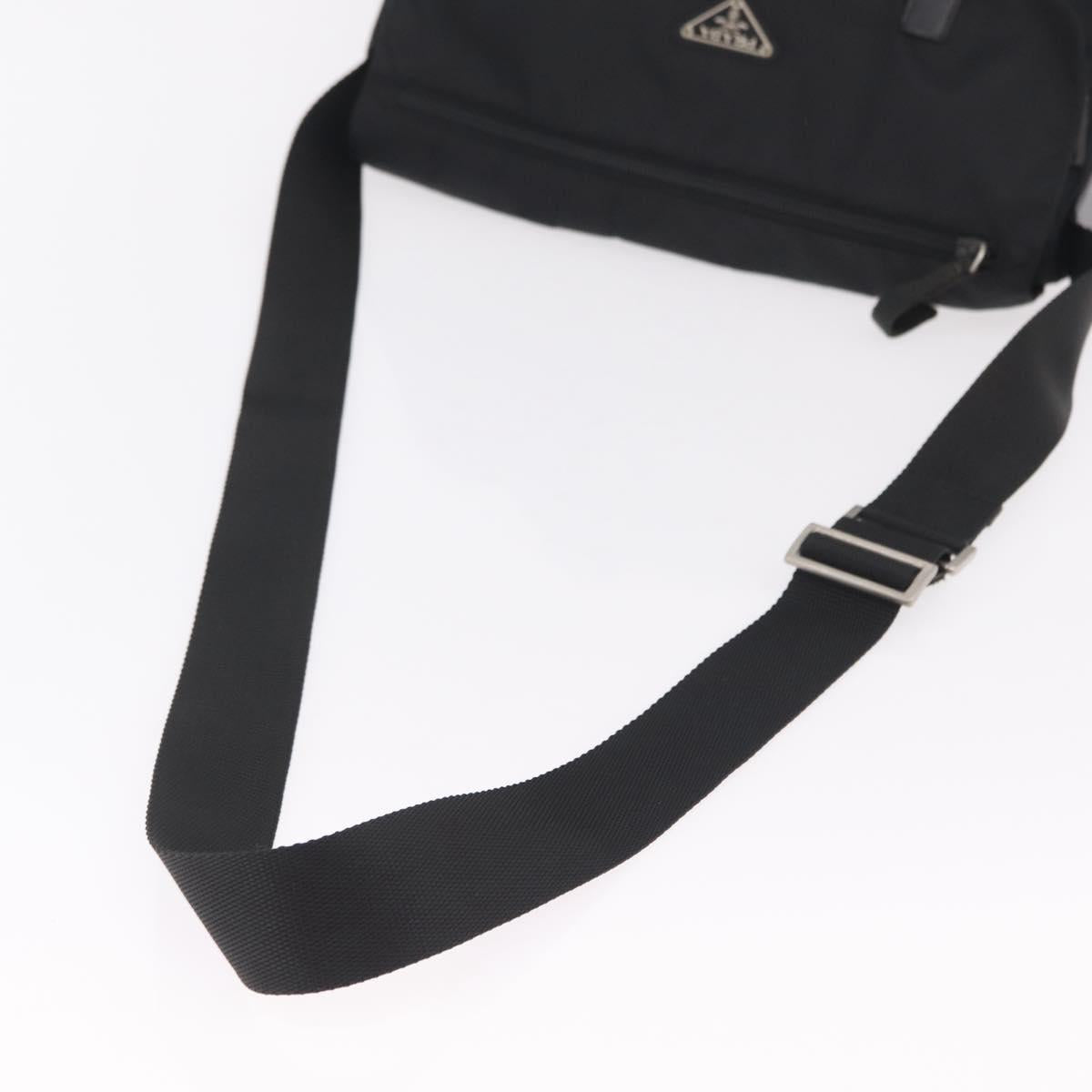 PRADA Shoulder Bag Nylon Black Silver Auth 207460V