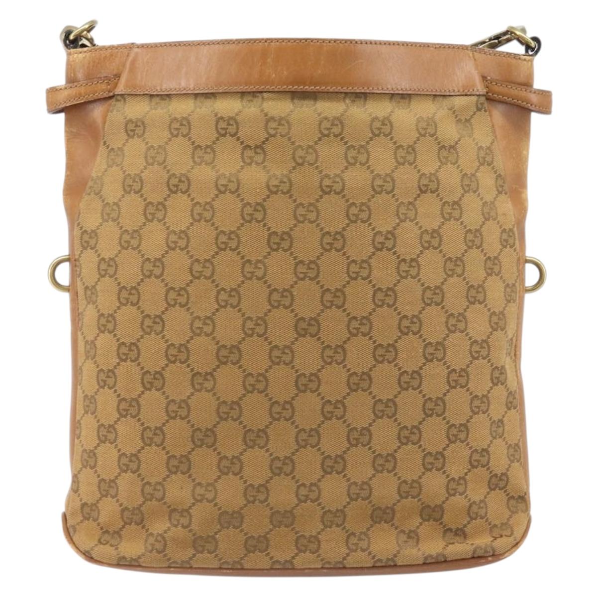 GUCCI GG Canvas Shoulder Bag Brown Gold 109097 Auth 207462