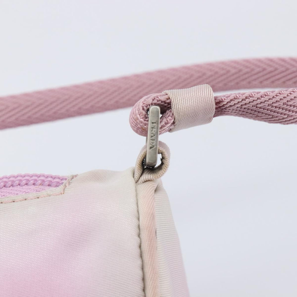 PRADA Accessory Pouch Nylon Pink Silver Auth 207483