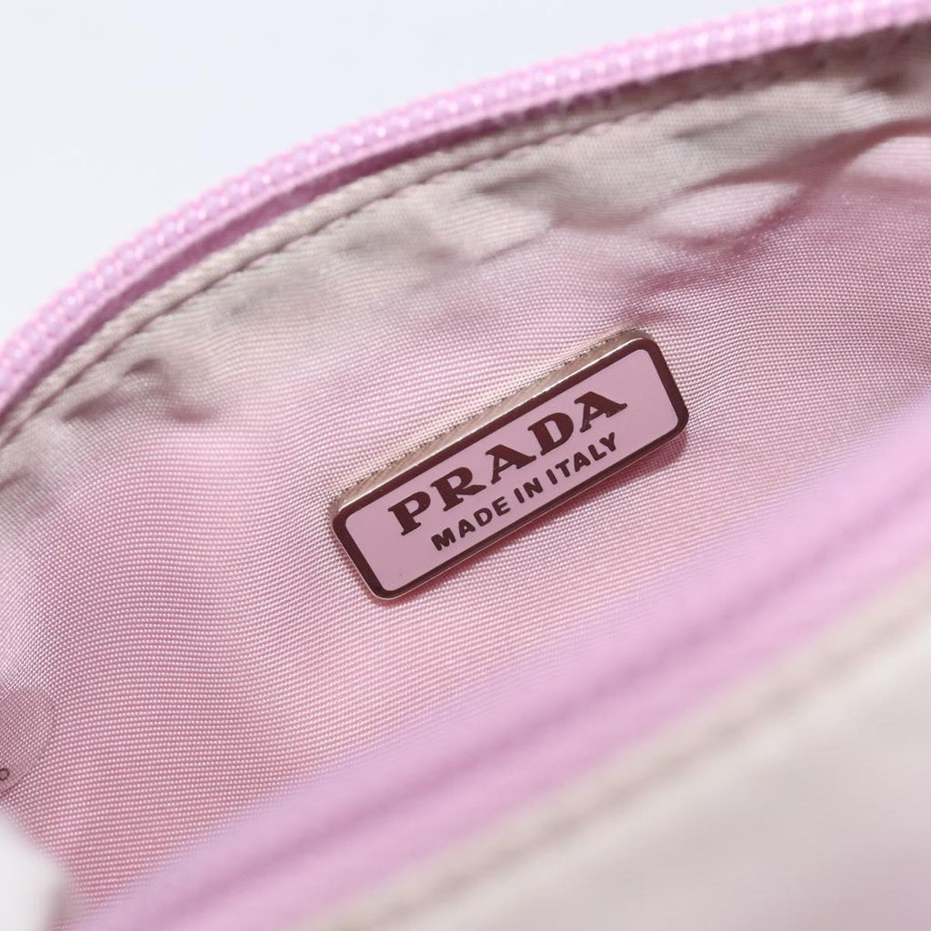 PRADA Accessory Pouch Nylon Pink Silver Auth 207483