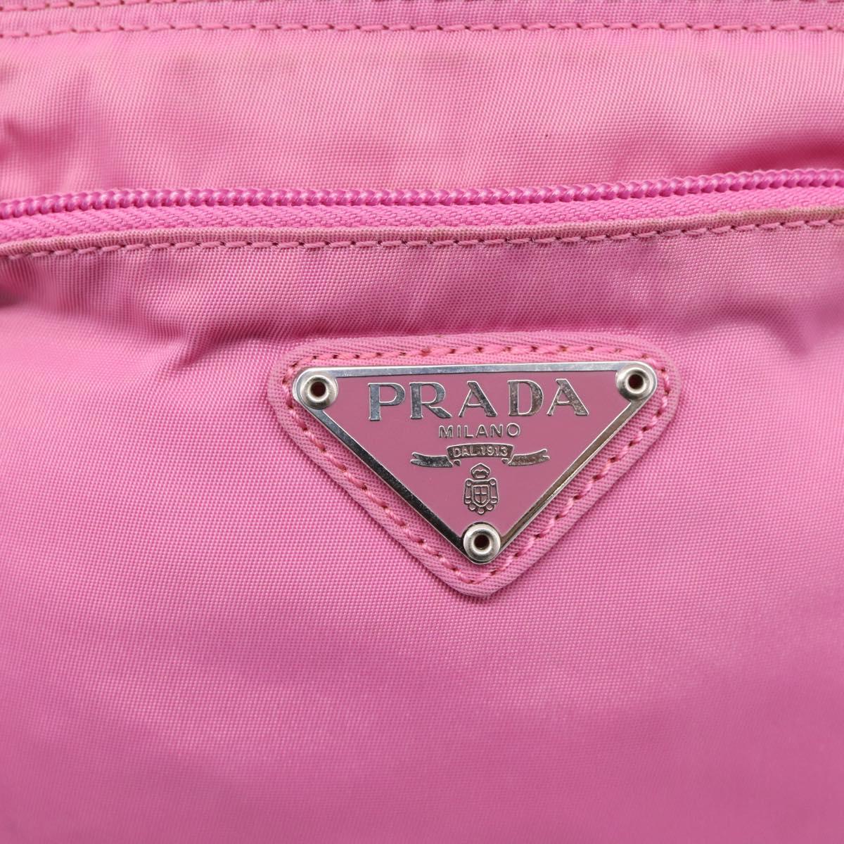 PRADA Shoulder Bag Nylon Pink Silver Auth 207599A