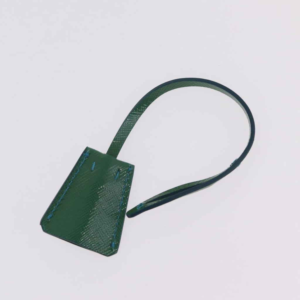 PRADA Chain Shoulder Bag Safiano Leather Green Silver Auth 207634V