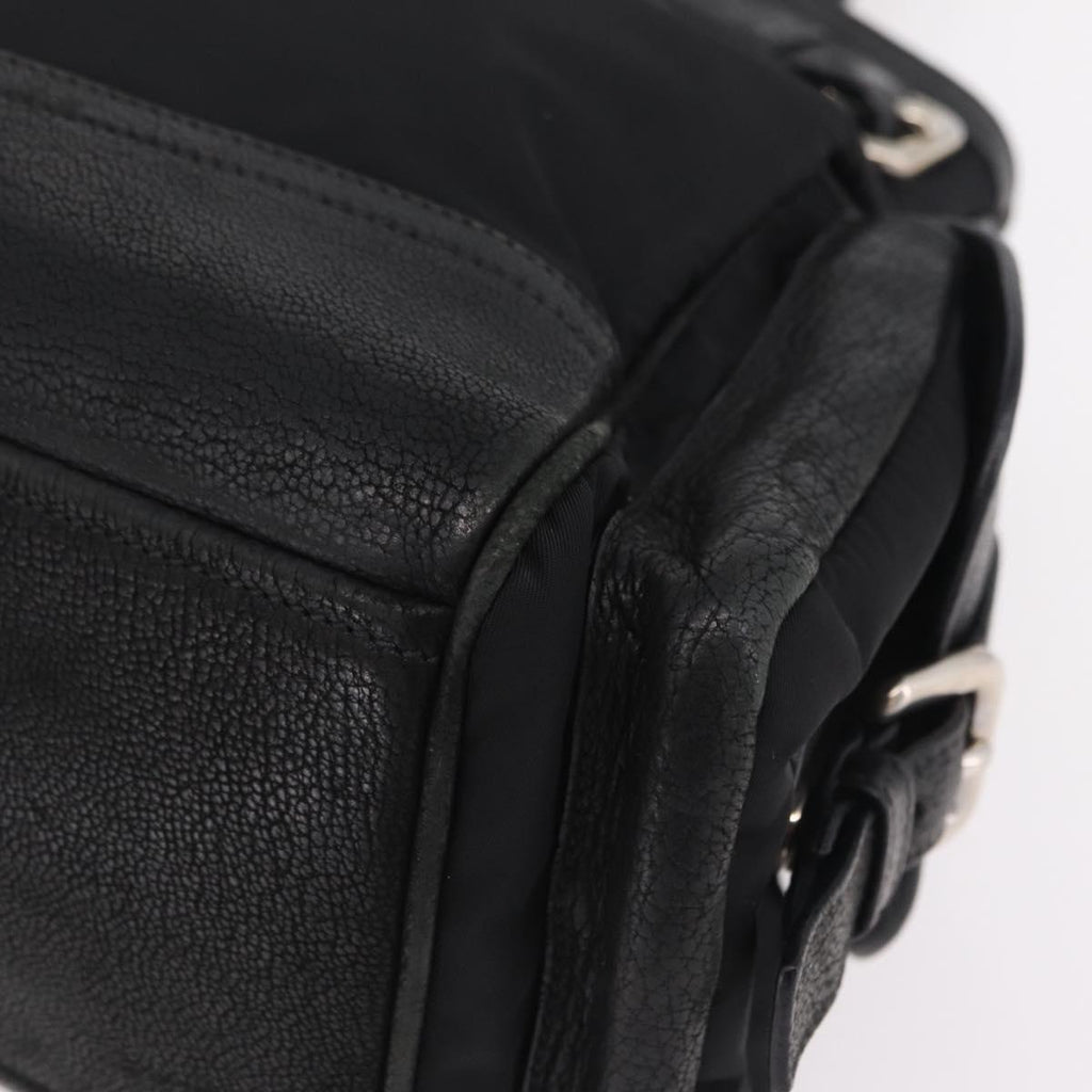 PRADA Tote Bag Nylon Black Silver Auth 207682