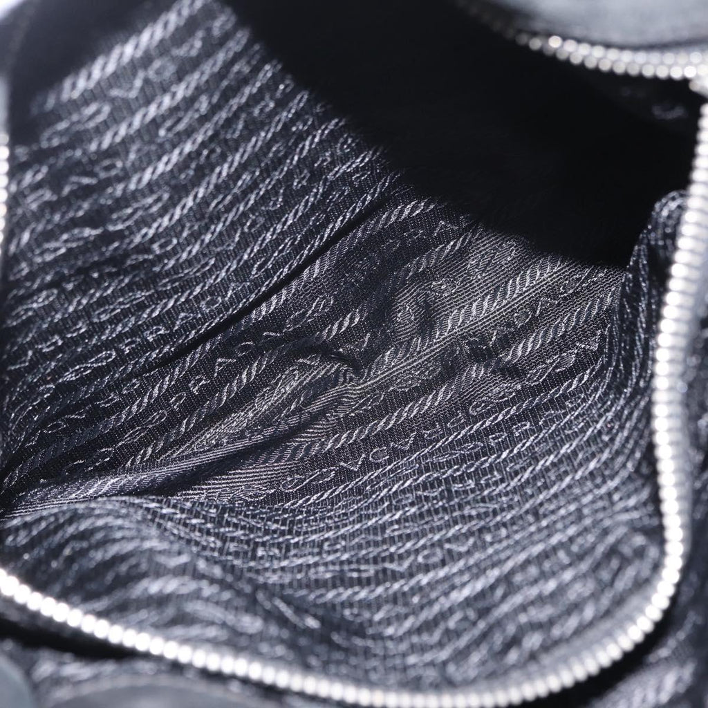 PRADA Tote Bag Nylon Black Silver Auth 207682