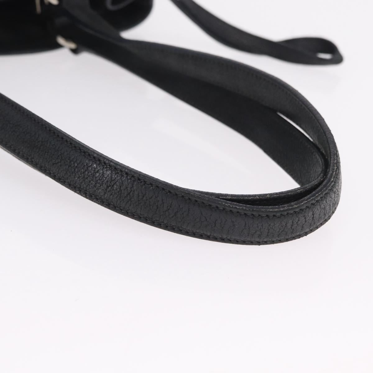 PRADA Tote Bag Nylon Black Silver Auth 207682