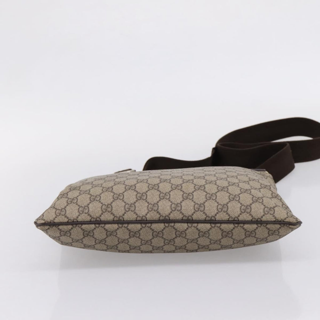 GUCCI GG Supreme Shoulder Bag PVC Beige Gold Tone 201446 Auth 207731A