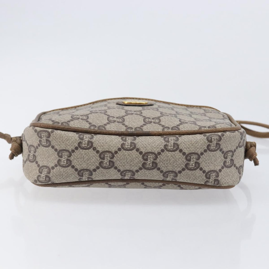 GUCCI PLUS Shoulder Bag PVC Beige Gold Tone Auth 207733