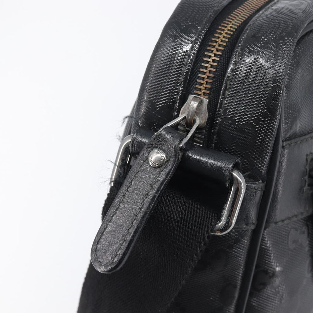 GUCCI GG Implementation Shoulder Bag PVC Black Silver 201448 Auth 207747