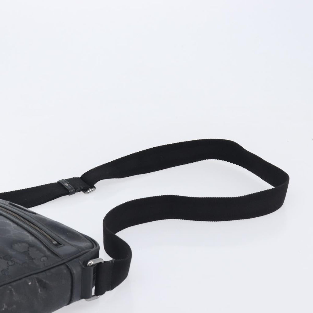 GUCCI GG Implementation Shoulder Bag PVC Black Silver 201448 Auth 207747
