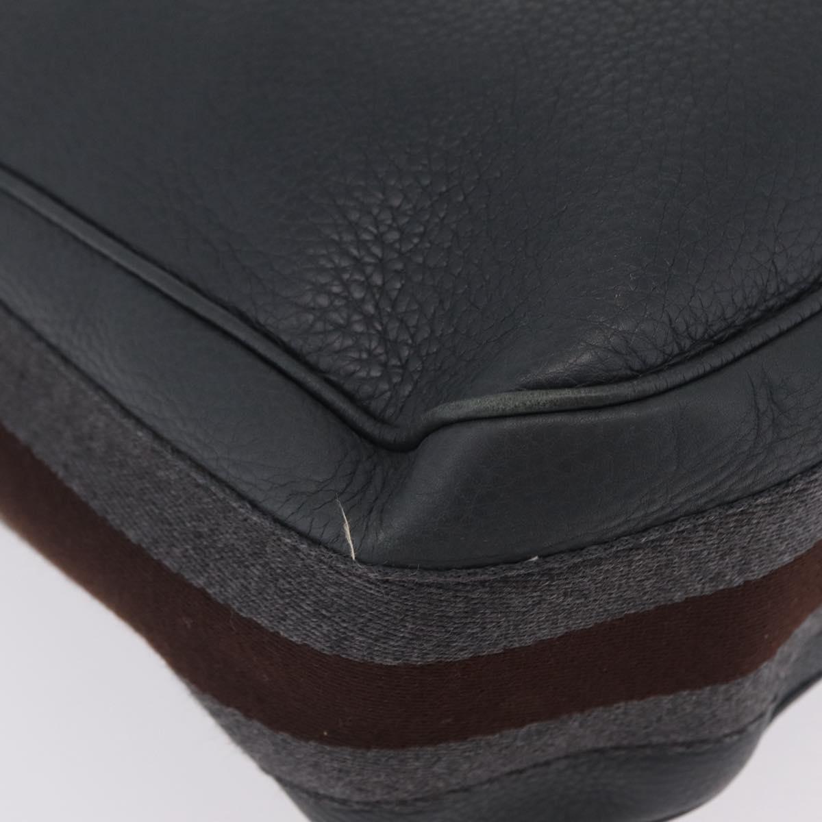 GUCCI Sherry Line Shoulder Bag Leather Gray Silver 247597 Auth 207752A