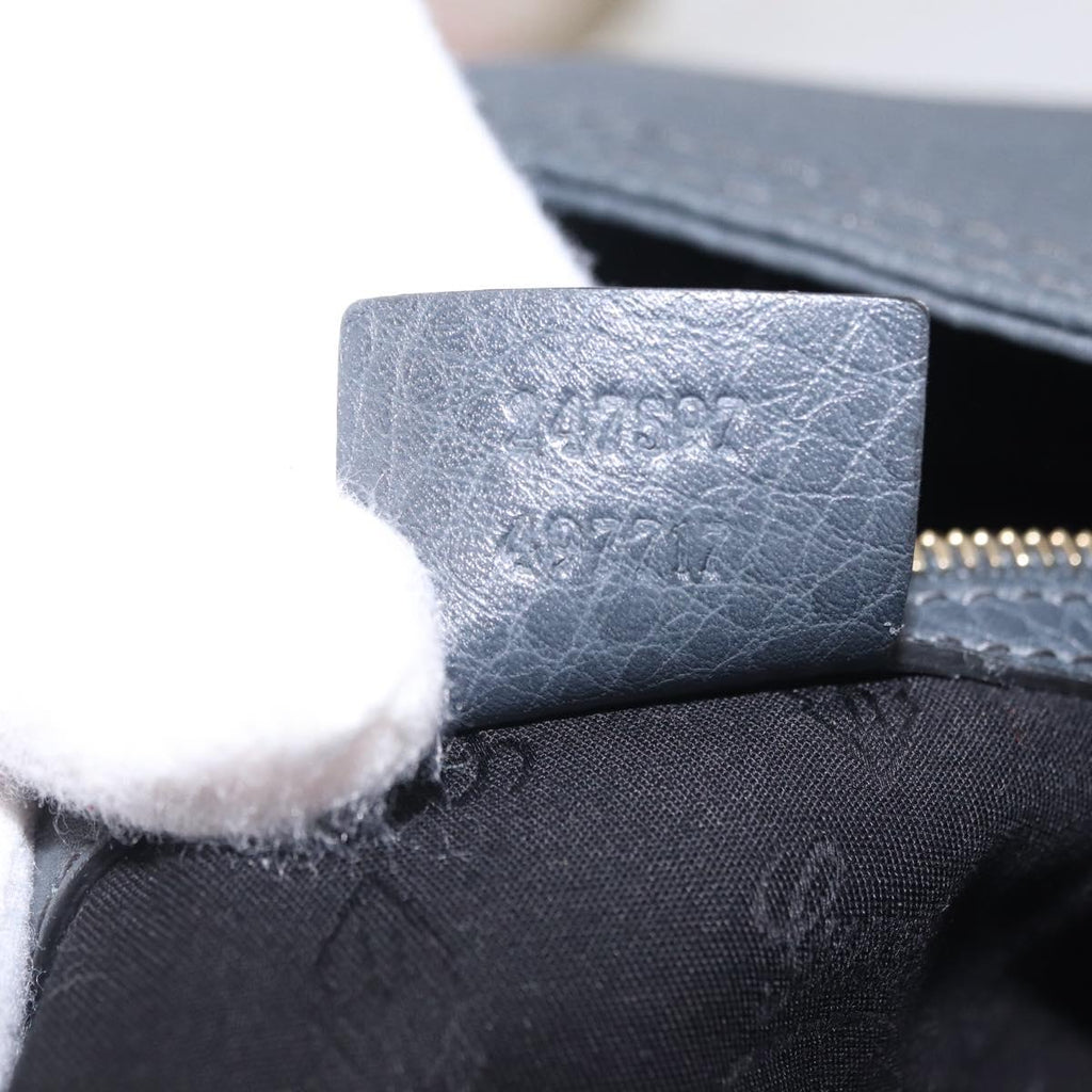 GUCCI Sherry Line Shoulder Bag Leather Gray Silver 247597 Auth 207752A