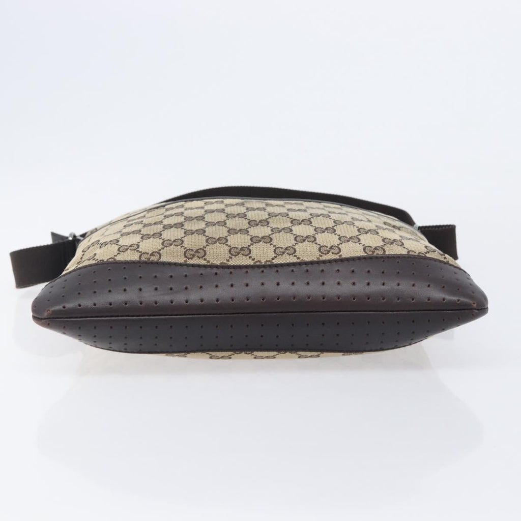 GUCCI GG Canvas Shoulder Bag Beige Silver 145857 Auth 207754