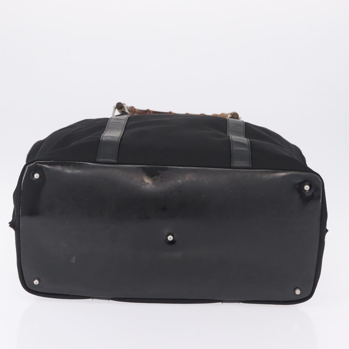 GUCCI Bamboo Hand Bag Canvas Black Silver 002 2058 0412 5 Auth 207757
