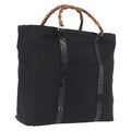 GUCCI Bamboo Hand Bag Canvas Black Silver 002 2058 0412 5 Auth 207757