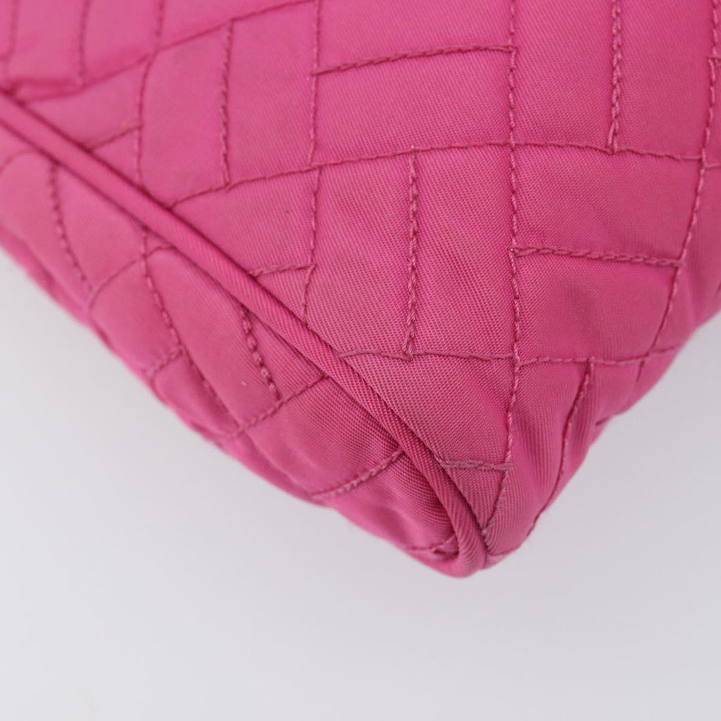 PRADA Chain Shoulder Bag Nylon Pink Gold Tone Auth 207772A