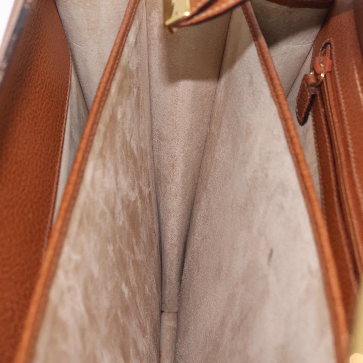 GUCCI Business Bag Leather Brown Gold Auth 207834