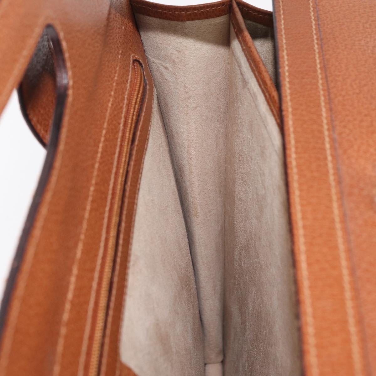 GUCCI Business Bag Leather Brown Gold Auth 207834