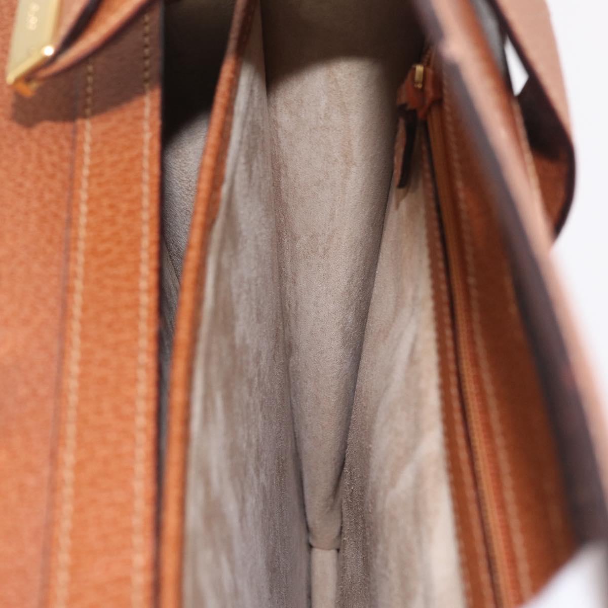 GUCCI Business Bag Leather Brown Gold Auth 207834