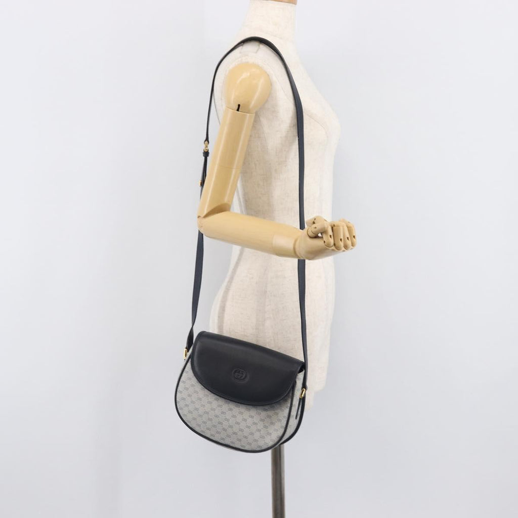 GUCCI Micro GG Supreme Shoulder Bag PVC Navy Gold 007 58 0074 Auth 207839