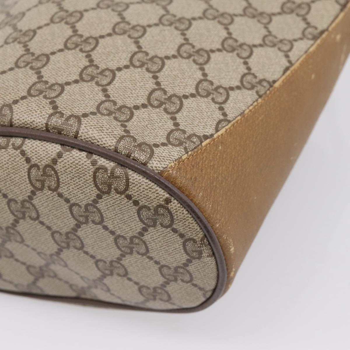 GUCCI GG Supreme Web Sherry Line Bag PVC Beige Gold 904 02 081 Auth 207855