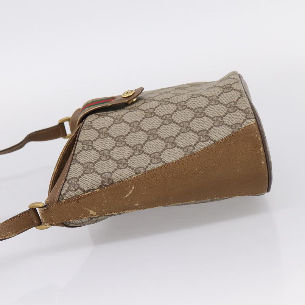 GUCCI GG Supreme Web Sherry Line Bag PVC Beige Gold 904 02 081 Auth 207855