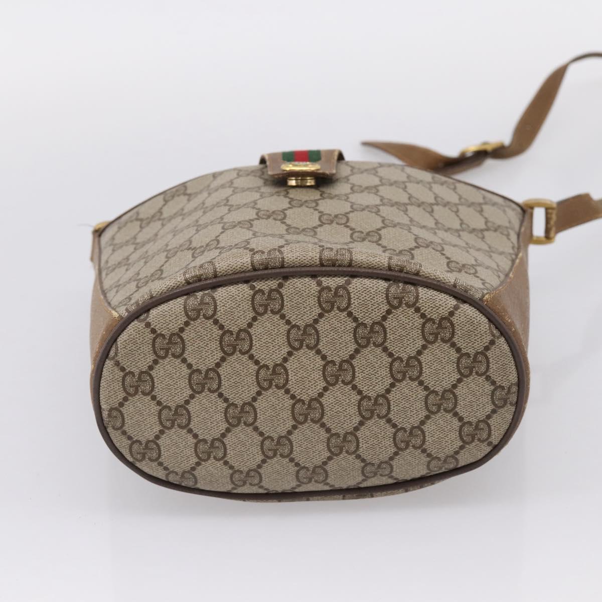 GUCCI GG Supreme Web Sherry Line Bag PVC Beige Gold 904 02 081 Auth 207855