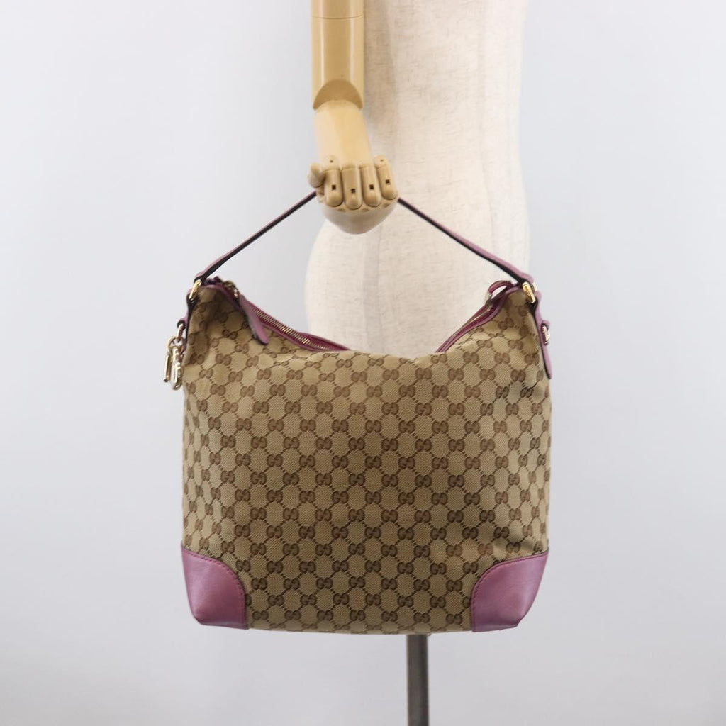 GUCCI GG Canvas Shoulder Bag Beige Gold 269958 Auth 207998A